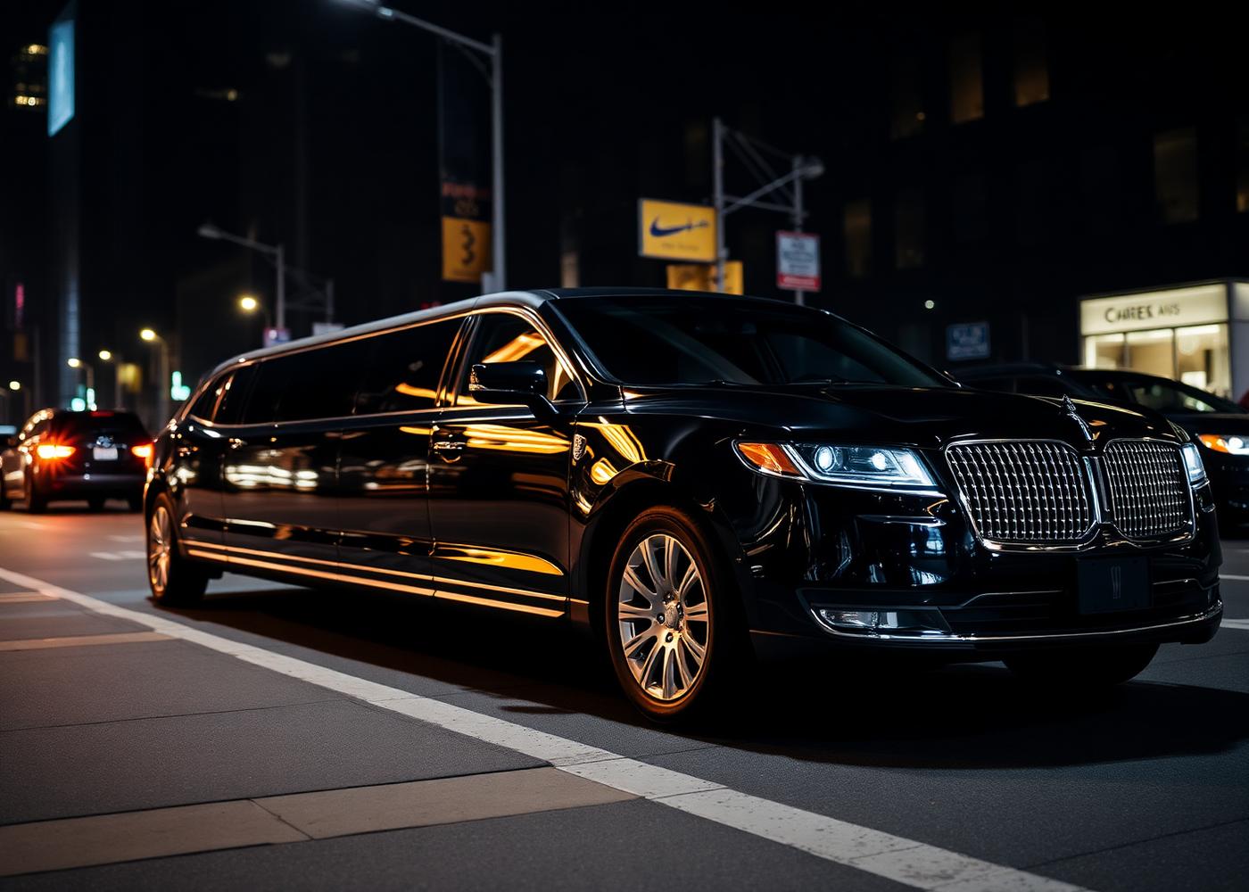 Black Lincoln stretch limousine